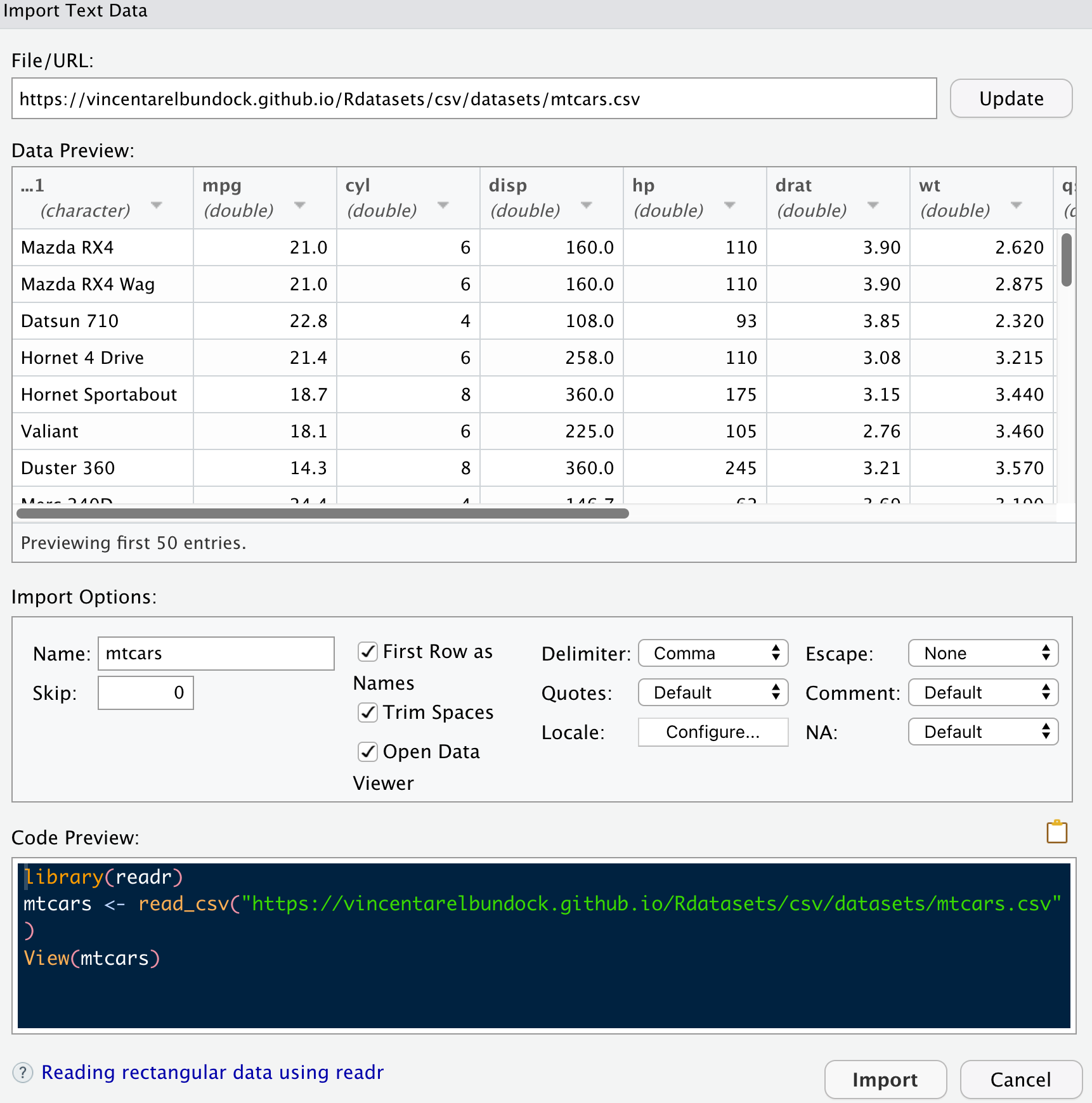 Pfad zur Datendatei eingeben